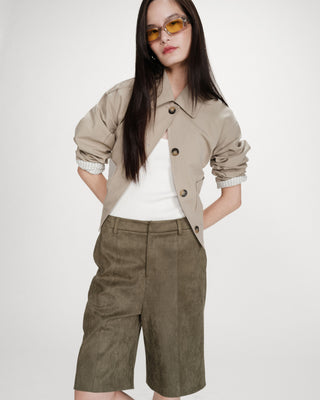 Suede bermuda shorts kaki Vacanza