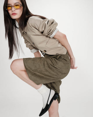 Suede bermuda shorts kaki Vacanza