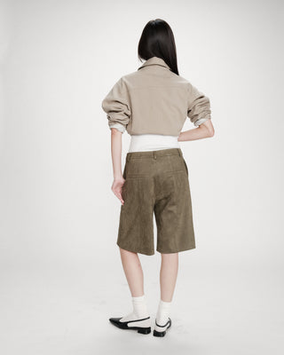 Suede bermuda shorts kaki Vacanza