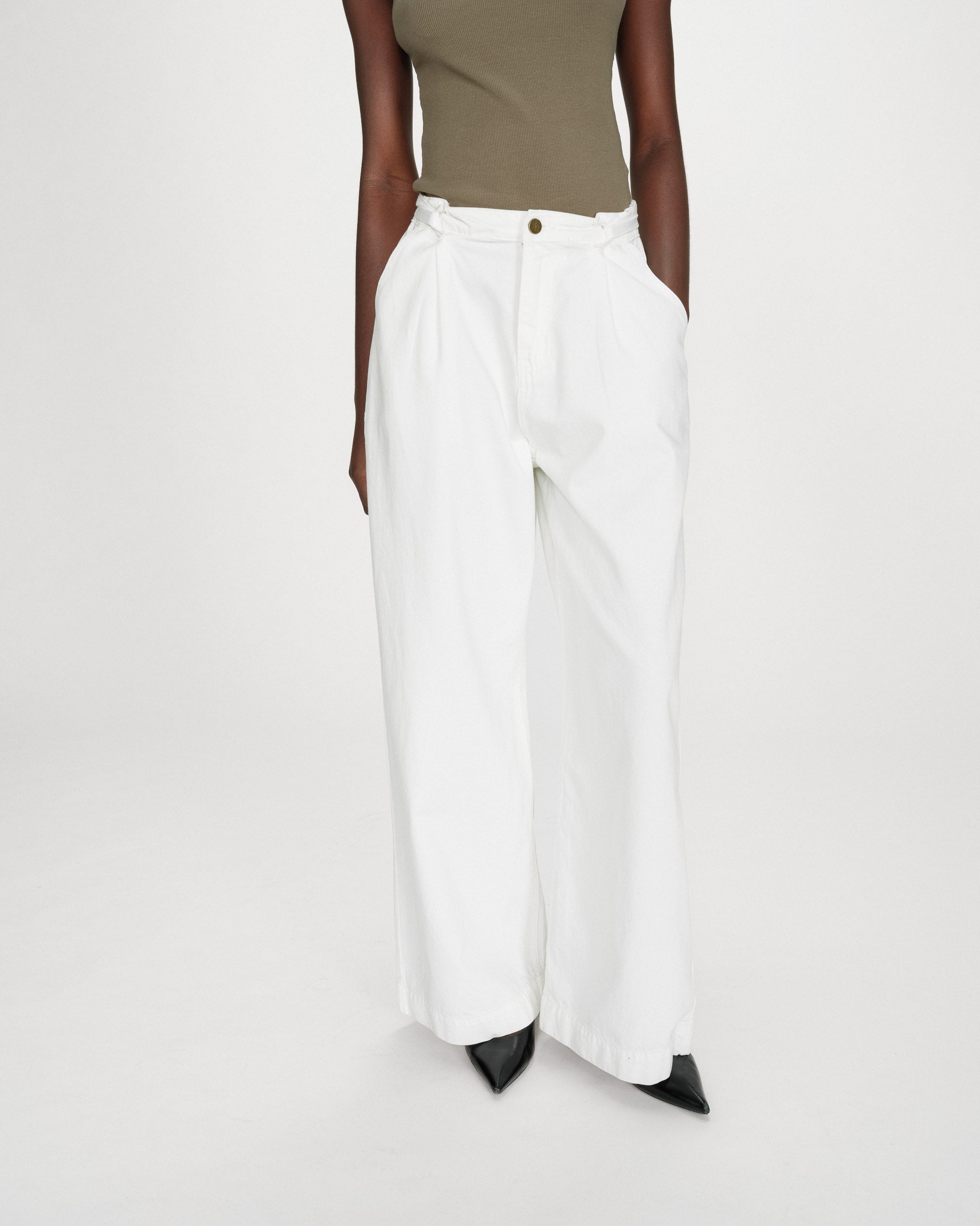 Jean baggy fluide white Pompon