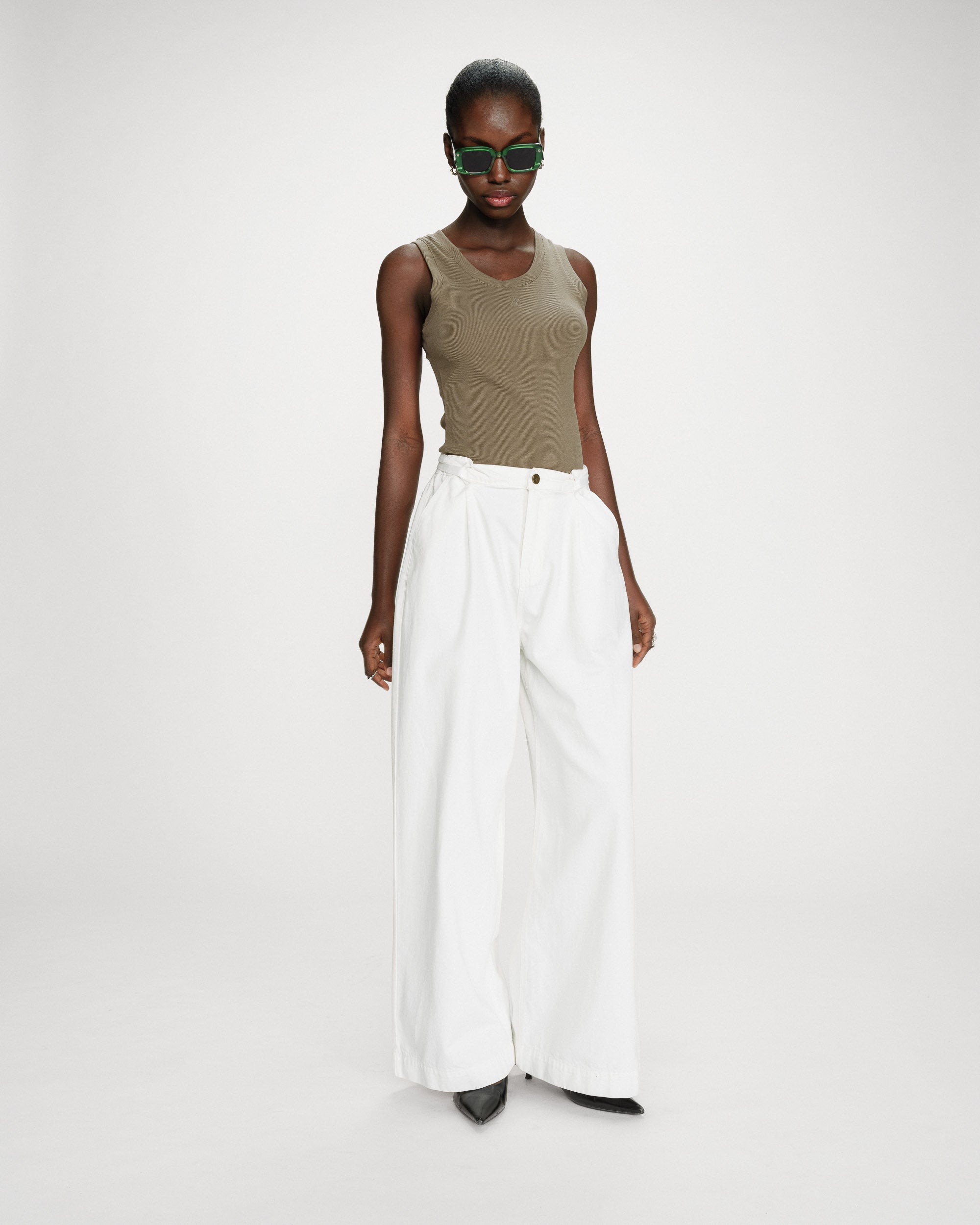 Jean baggy fluide white Pompon