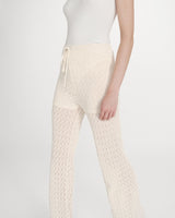 Pantalon large en maille ecru Valado