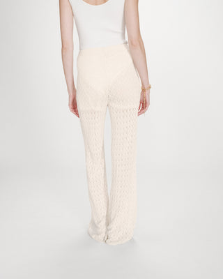 Pantalon large en maille ecru Valado