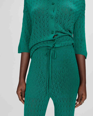 Pantalon large en maille vert Valado