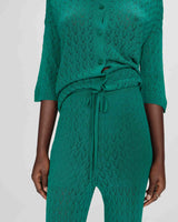 Pantalon large en maille vert Valado