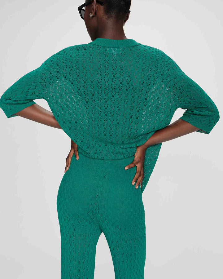 Pantalon large en maille vert Valado