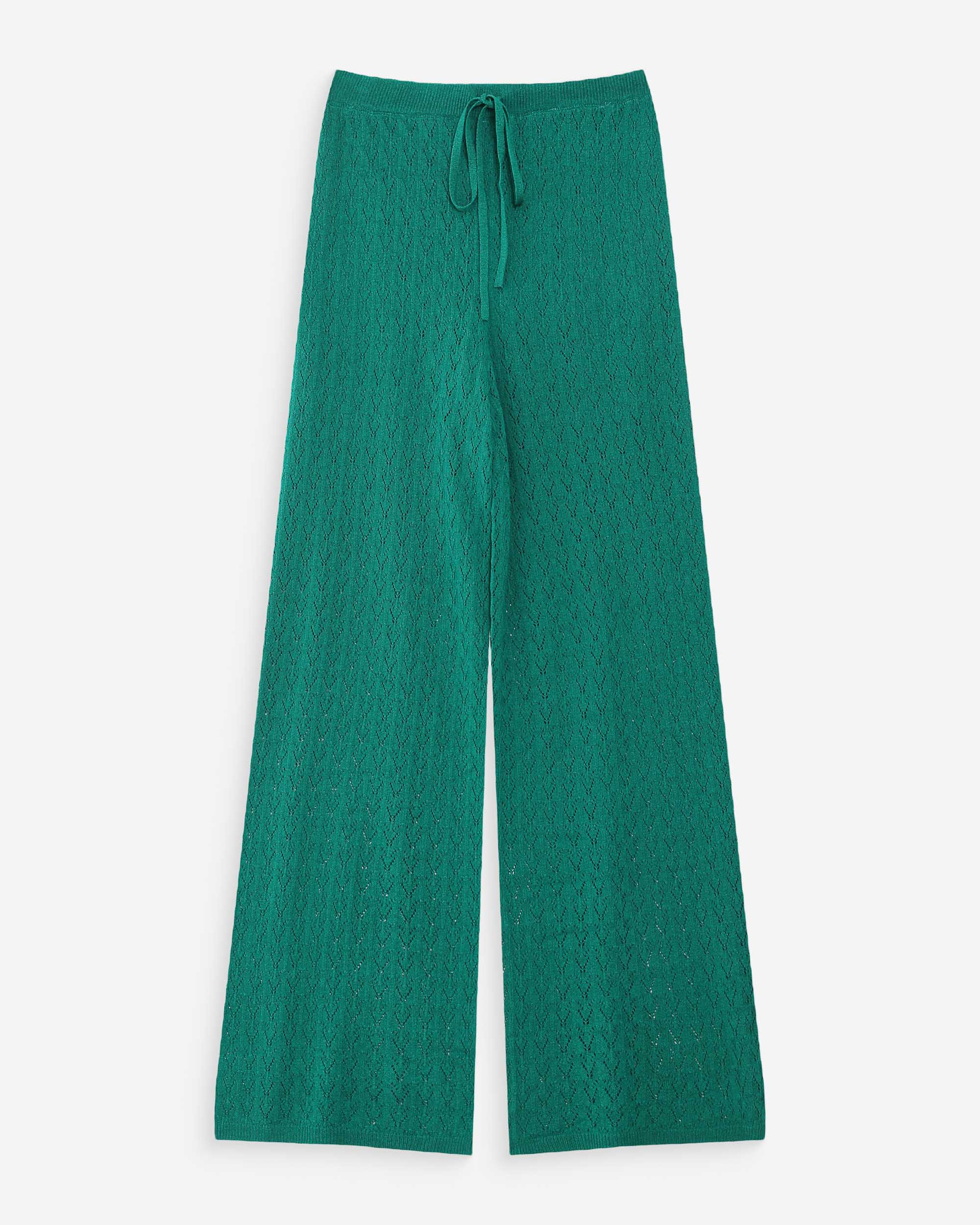 Pantalon large en maille vert Valado