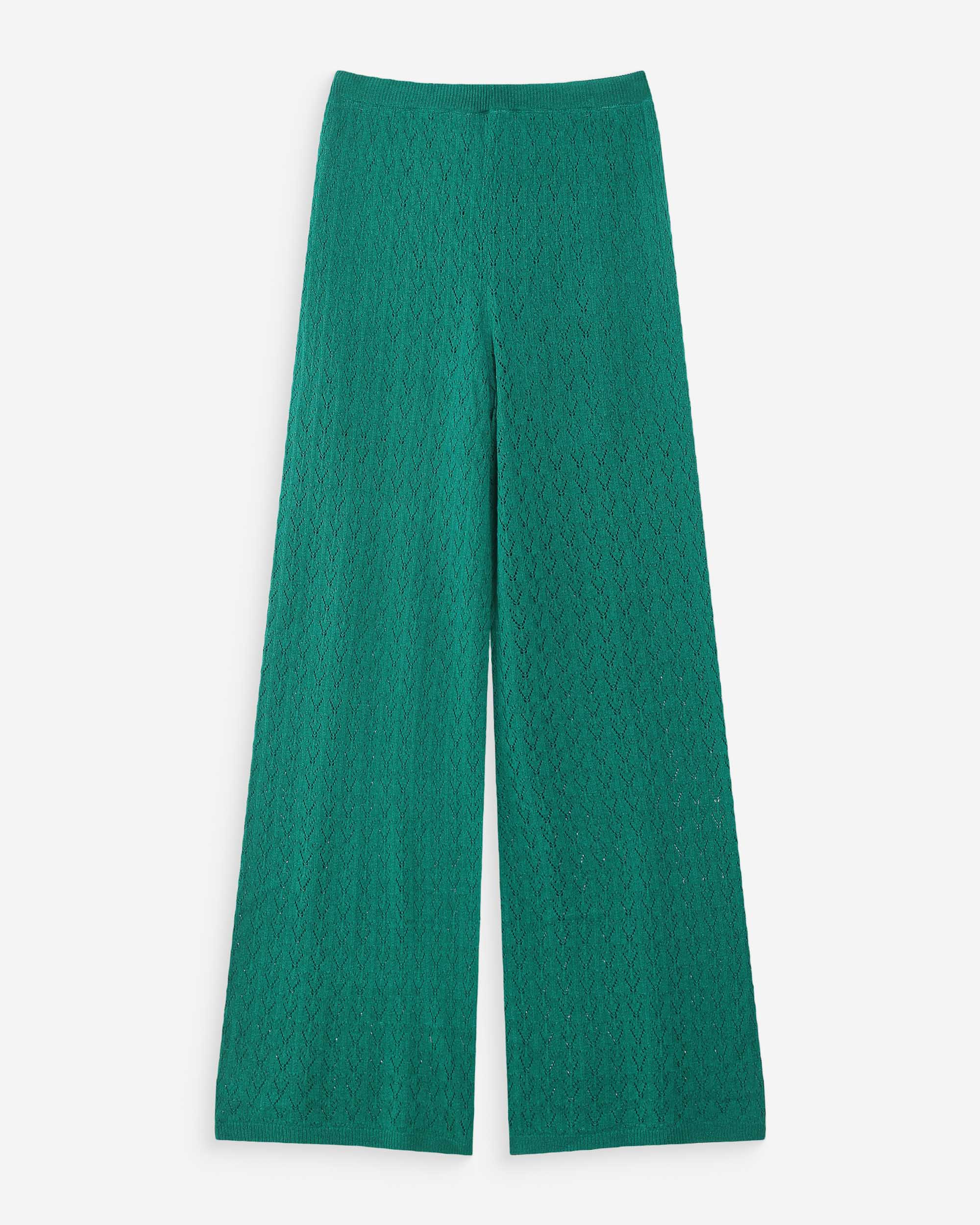 Pantalon large en maille vert Valado