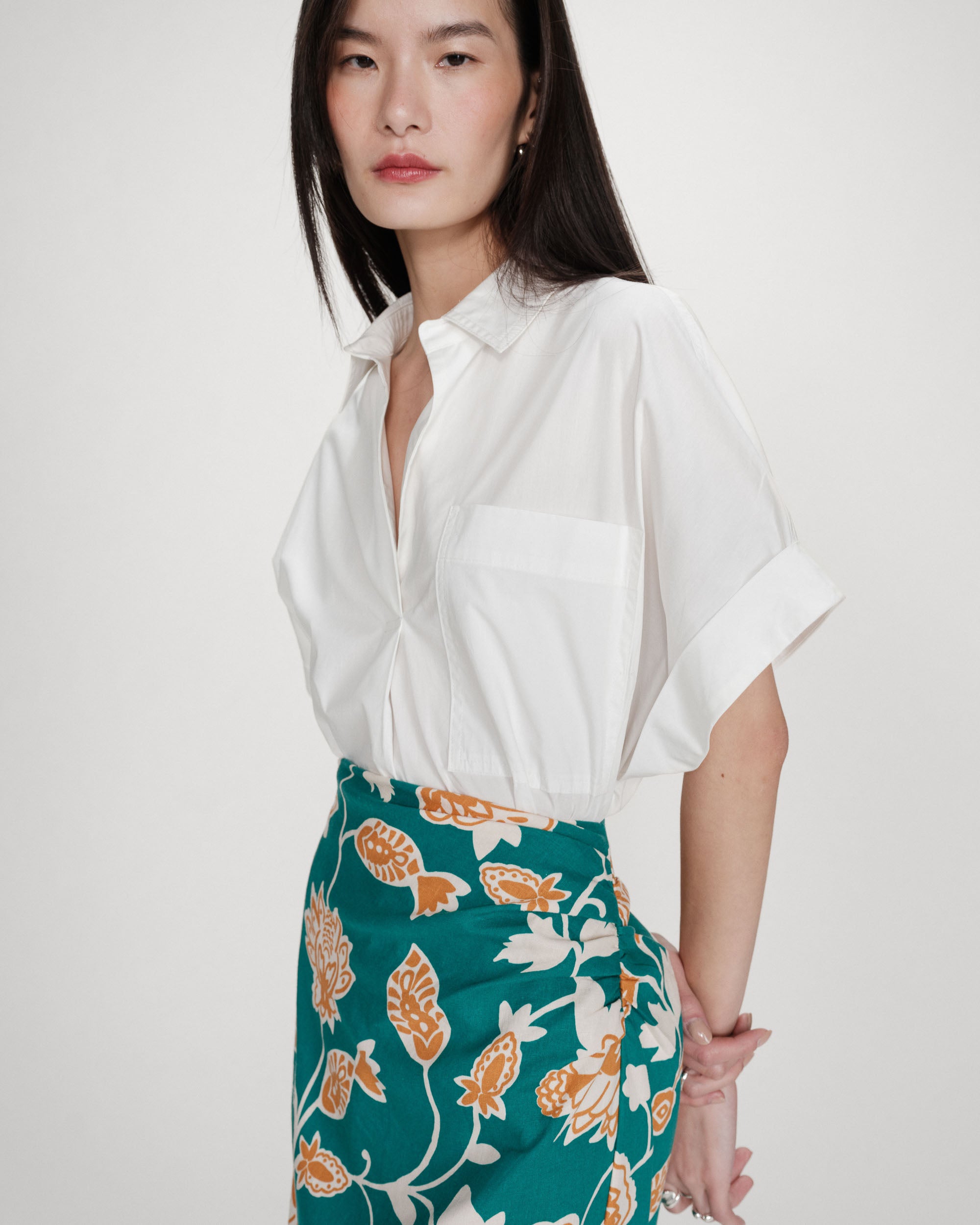 Jupe longue à fleurs vert Valandra