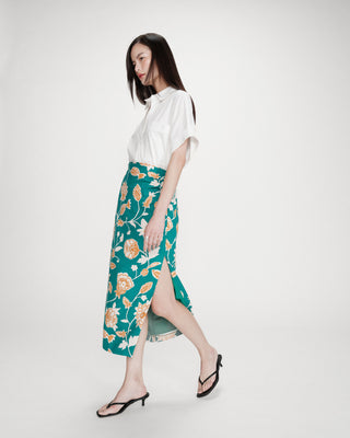 Jupe longue à fleurs vert Valandra
