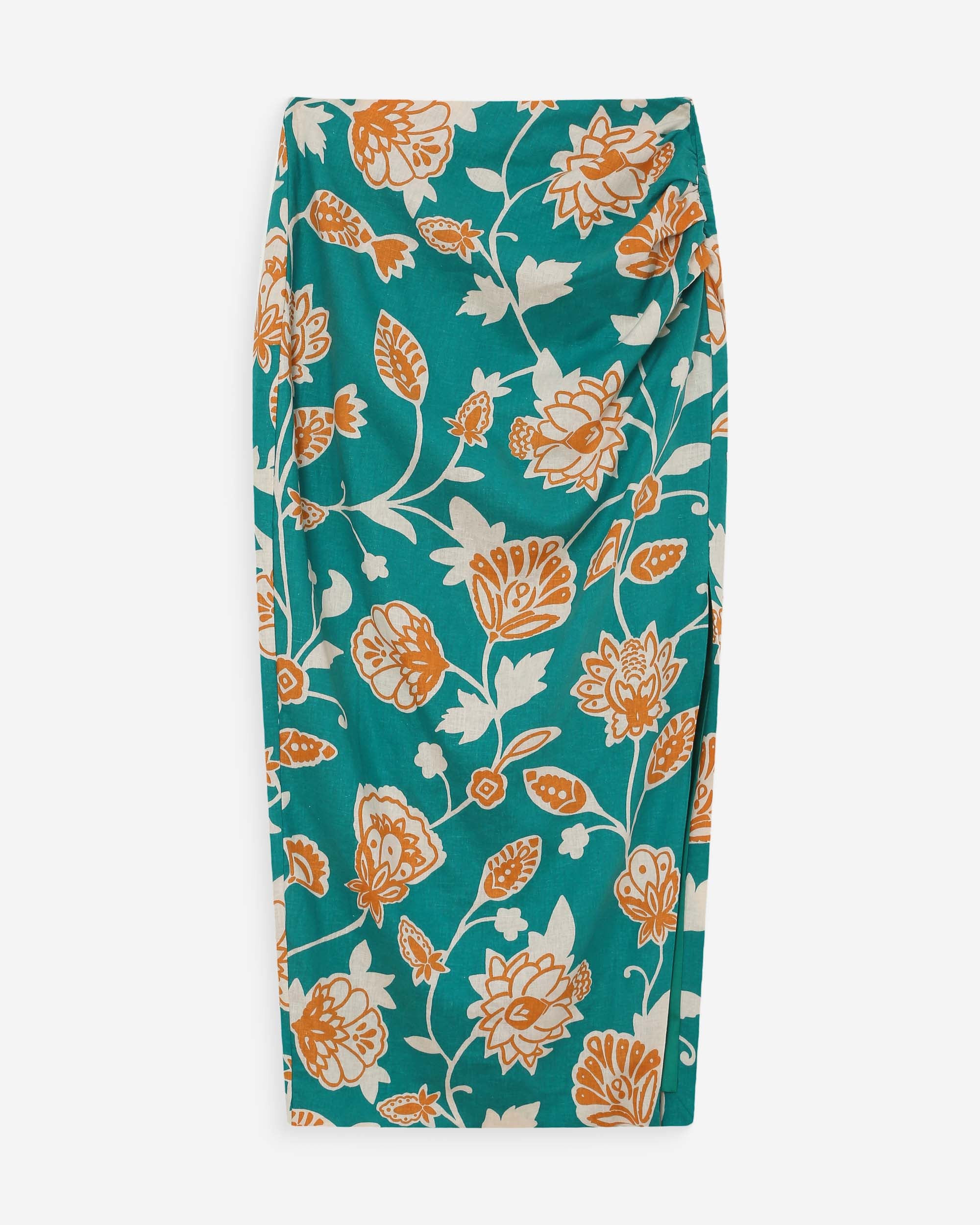 Jupe longue à fleurs vert Valandra