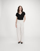 Pantalon tailleur rayé en lin white Very