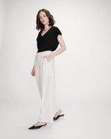 Pantalon tailleur rayé en lin white Very