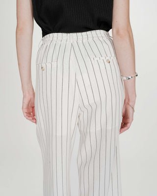 Pantalon tailleur rayé en lin white Very