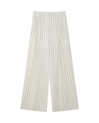 Pantalon tailleur rayé en lin white Very
