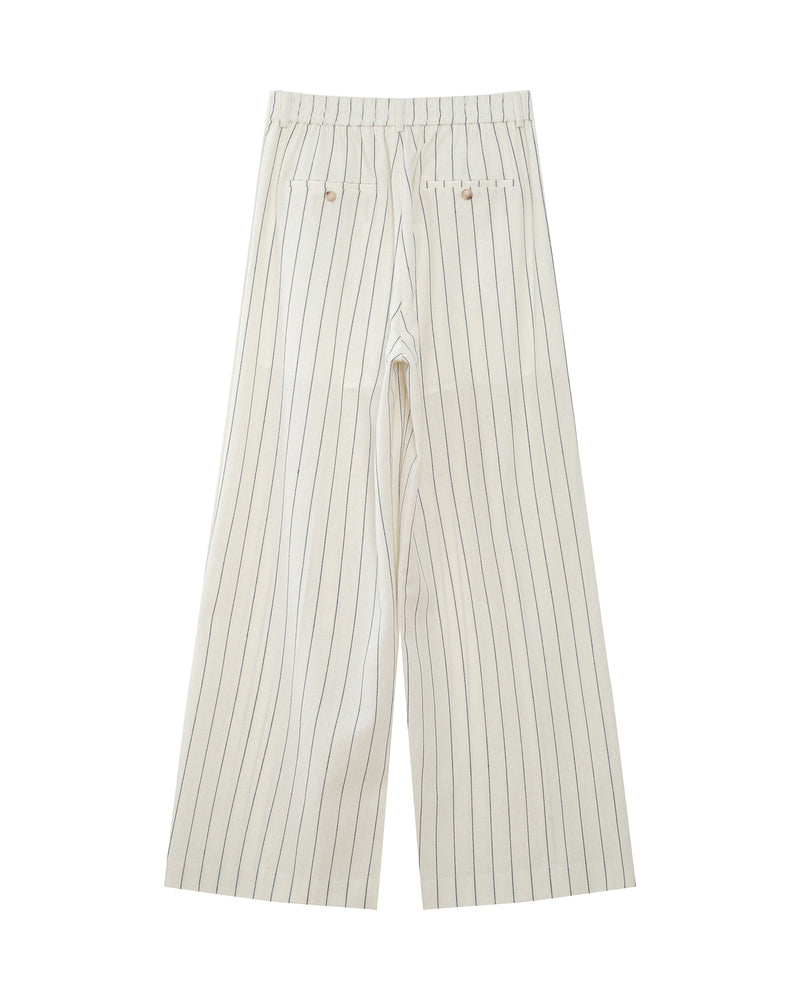 Pantalon tailleur rayé en lin white Very
