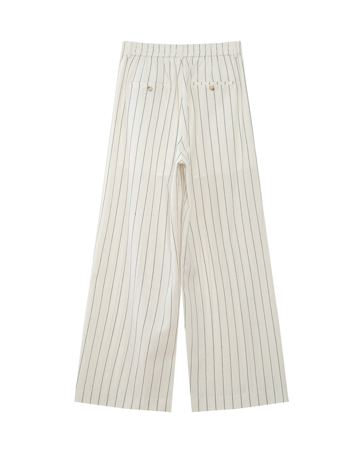 Pantalon tailleur rayé en lin white Very