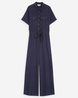 Mono fluido con cintura marcada marine Vanelle