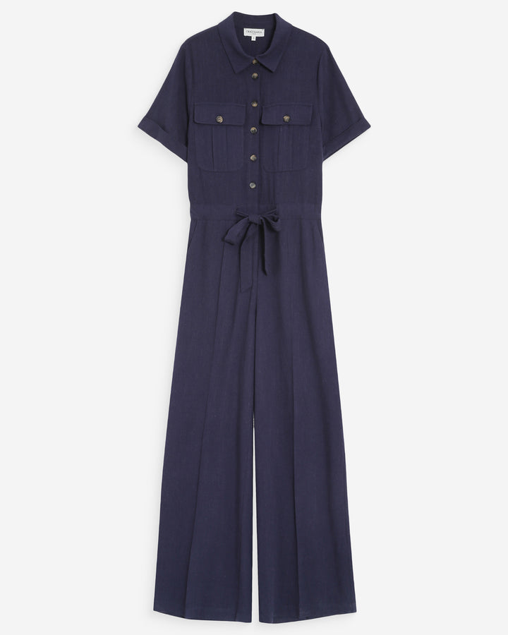 Mono fluido con cintura marcada marine Vanelle