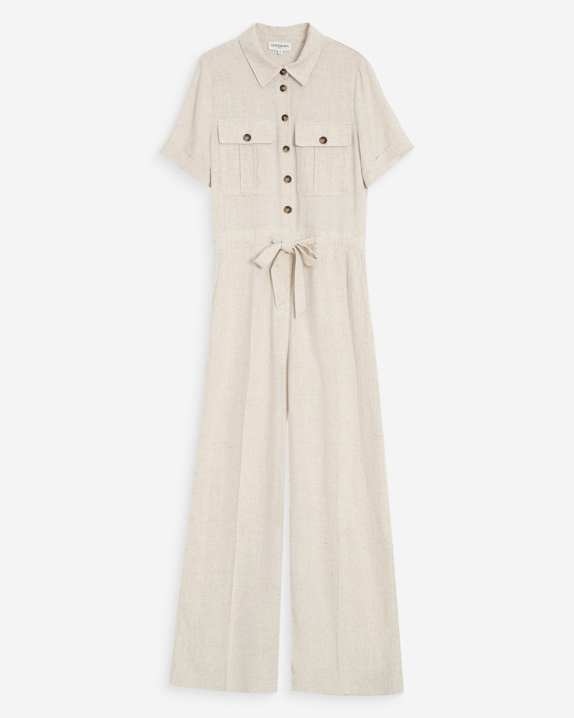 Mono fluido con cintura marcada sable Vanelle