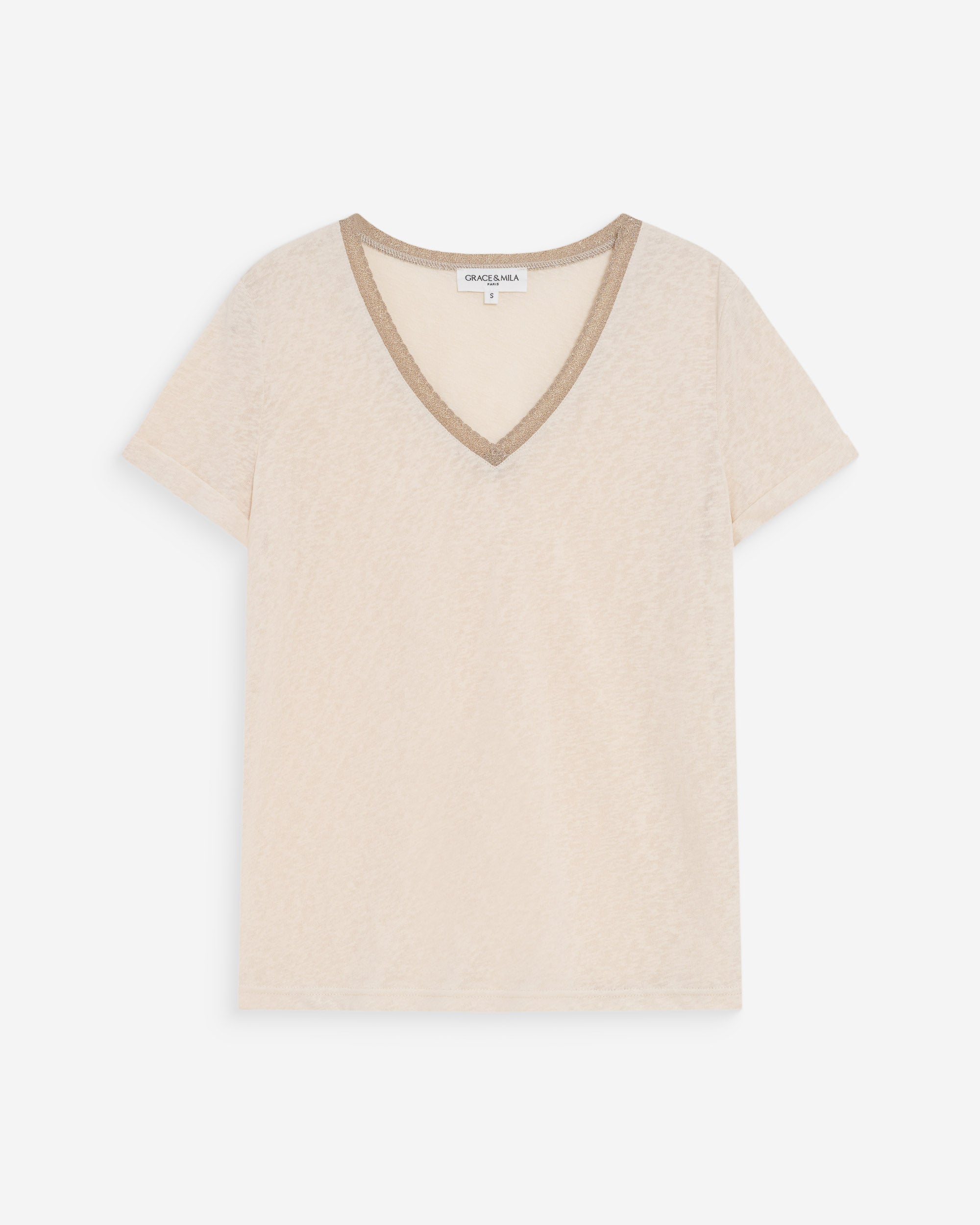 T-shirt col V amande Vasco