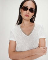 Camiseta de manga corta con escote en V ivoire Vasco