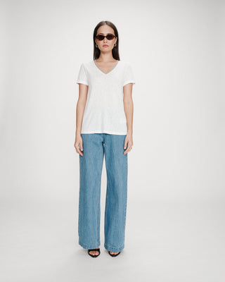 Camiseta de manga corta con escote en V ivoire Vasco