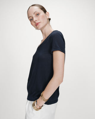 T-shirt col V marine Vasco