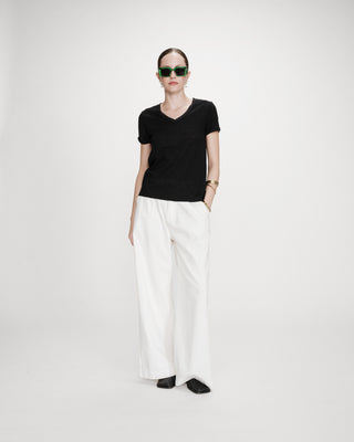 V-neck short-sleeve T-shirt noir Vasco