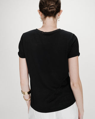 V-neck short-sleeve T-shirt noir Vasco