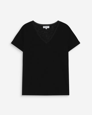 V-neck short-sleeve T-shirt noir Vasco
