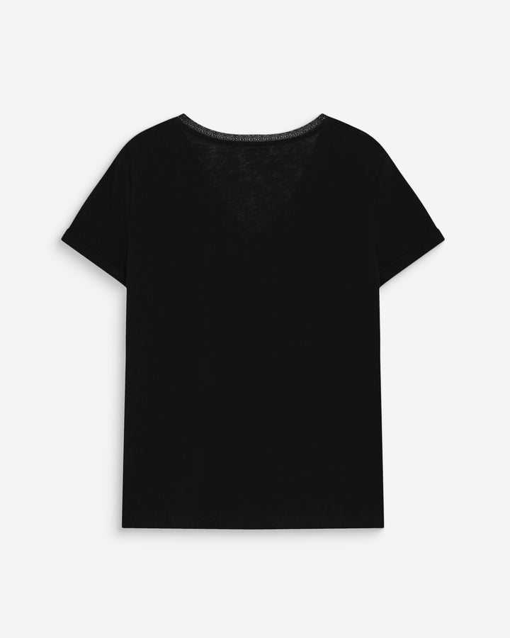 V-neck short-sleeve T-shirt noir Vasco