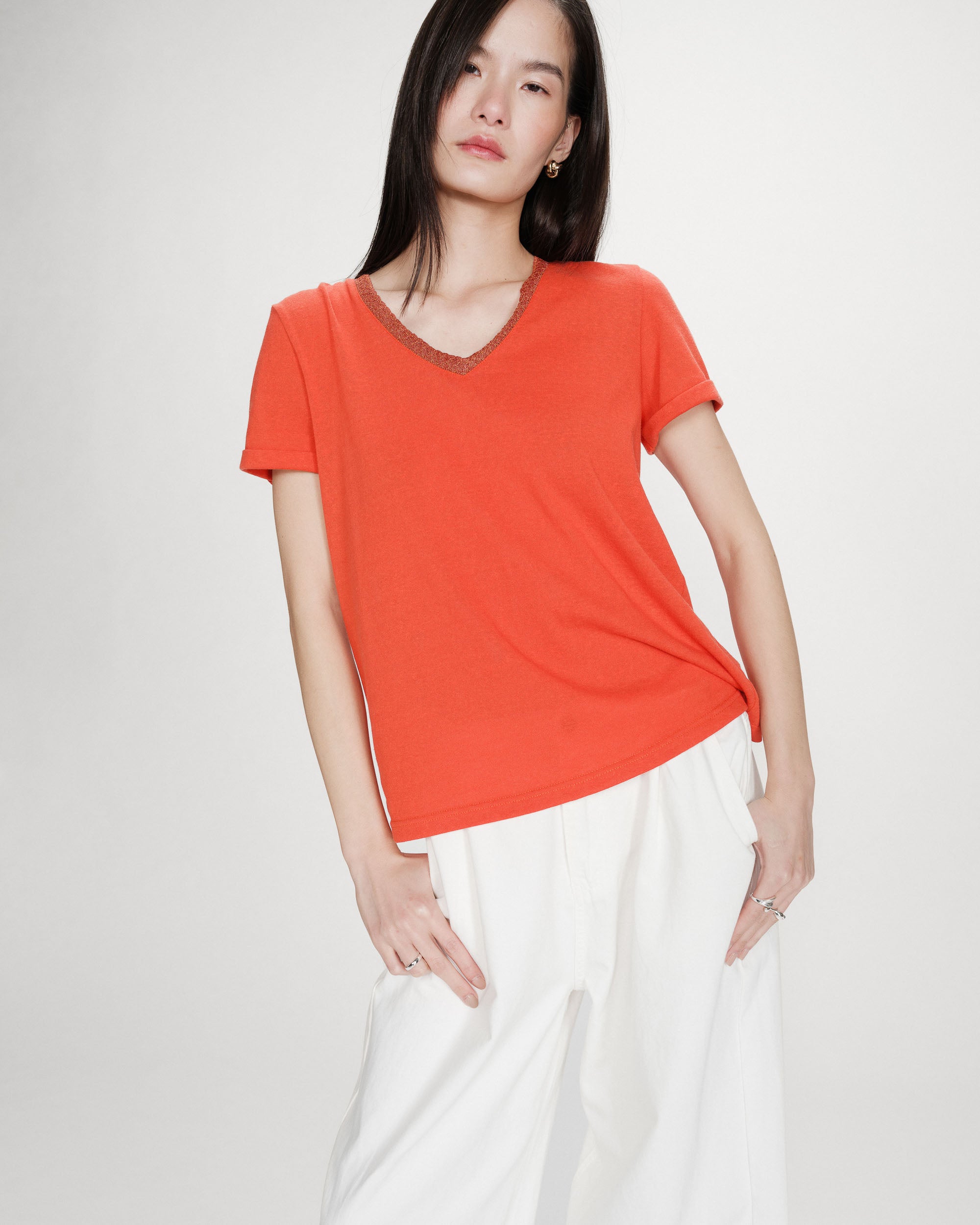 T-shirt col V sanguine Vasco