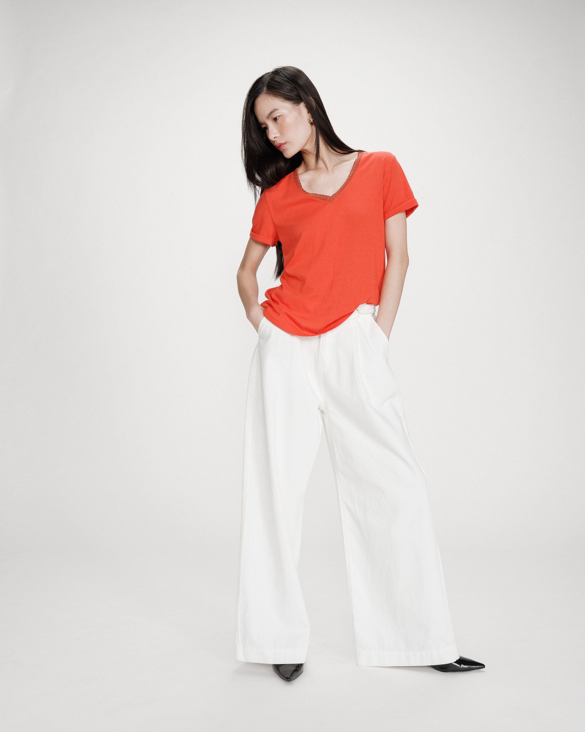 T-shirt col V sanguine Vasco