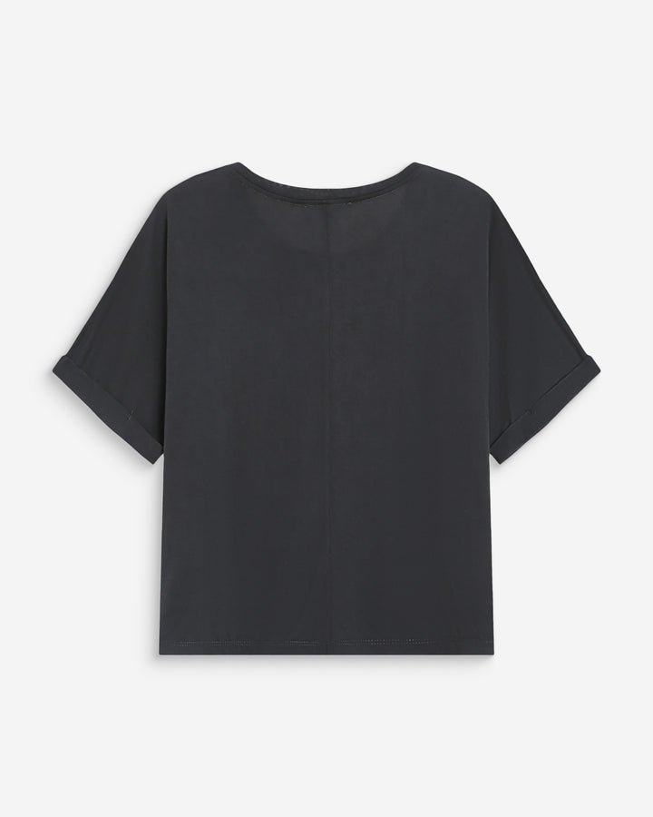 Camiseta oversize de modal con cuello redondo carbone Parma