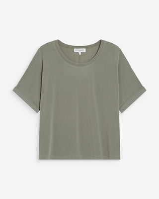 Camiseta oversize de modal con cuello redondo kaki Parma