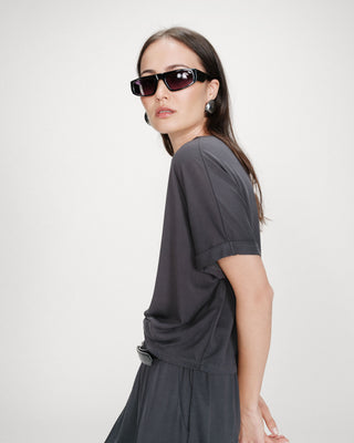 Camiseta oversize de modal con cuello redondo marine Parma