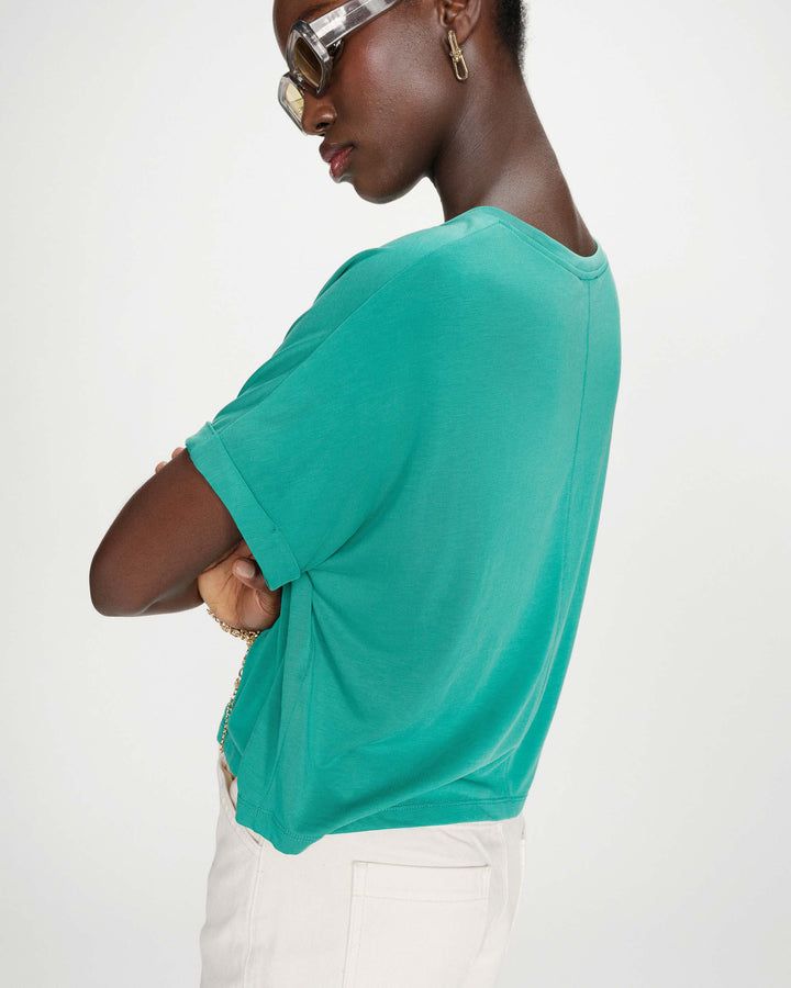 Camiseta oversize de modal con cuello redondo vert Parma