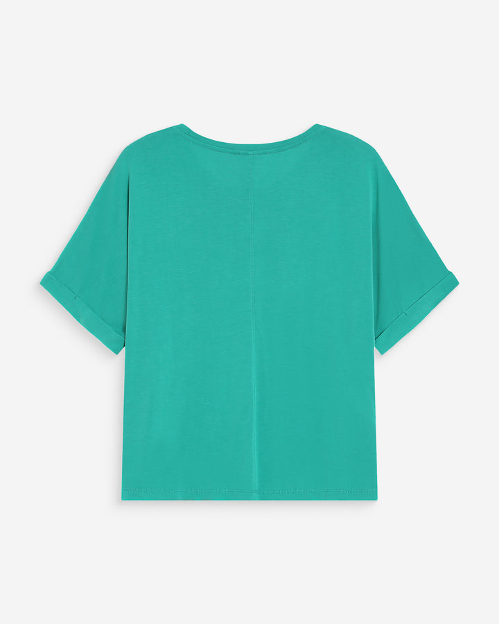 Camiseta oversize de modal con cuello redondo vert Parma
