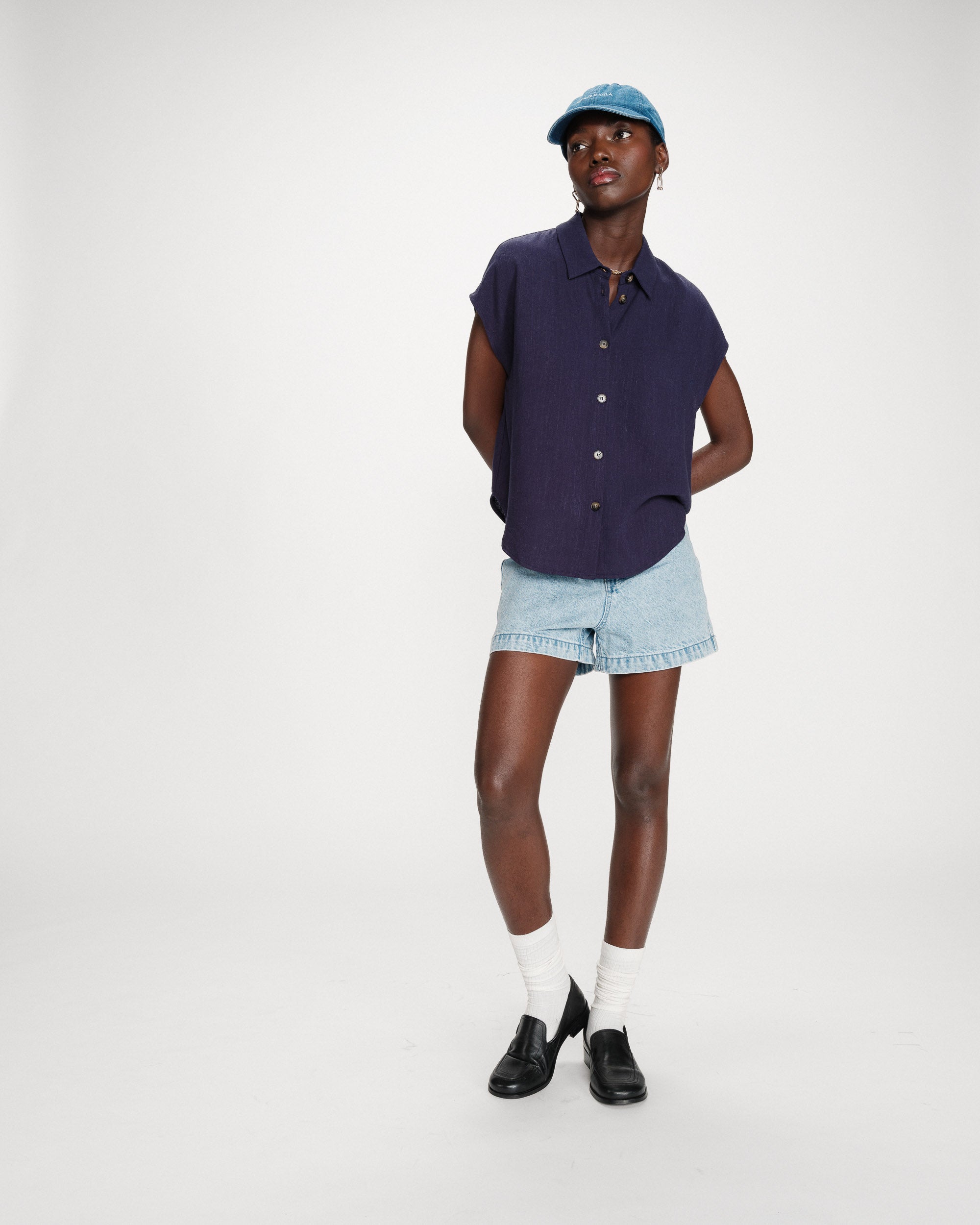 Chemise en lin marine Perez