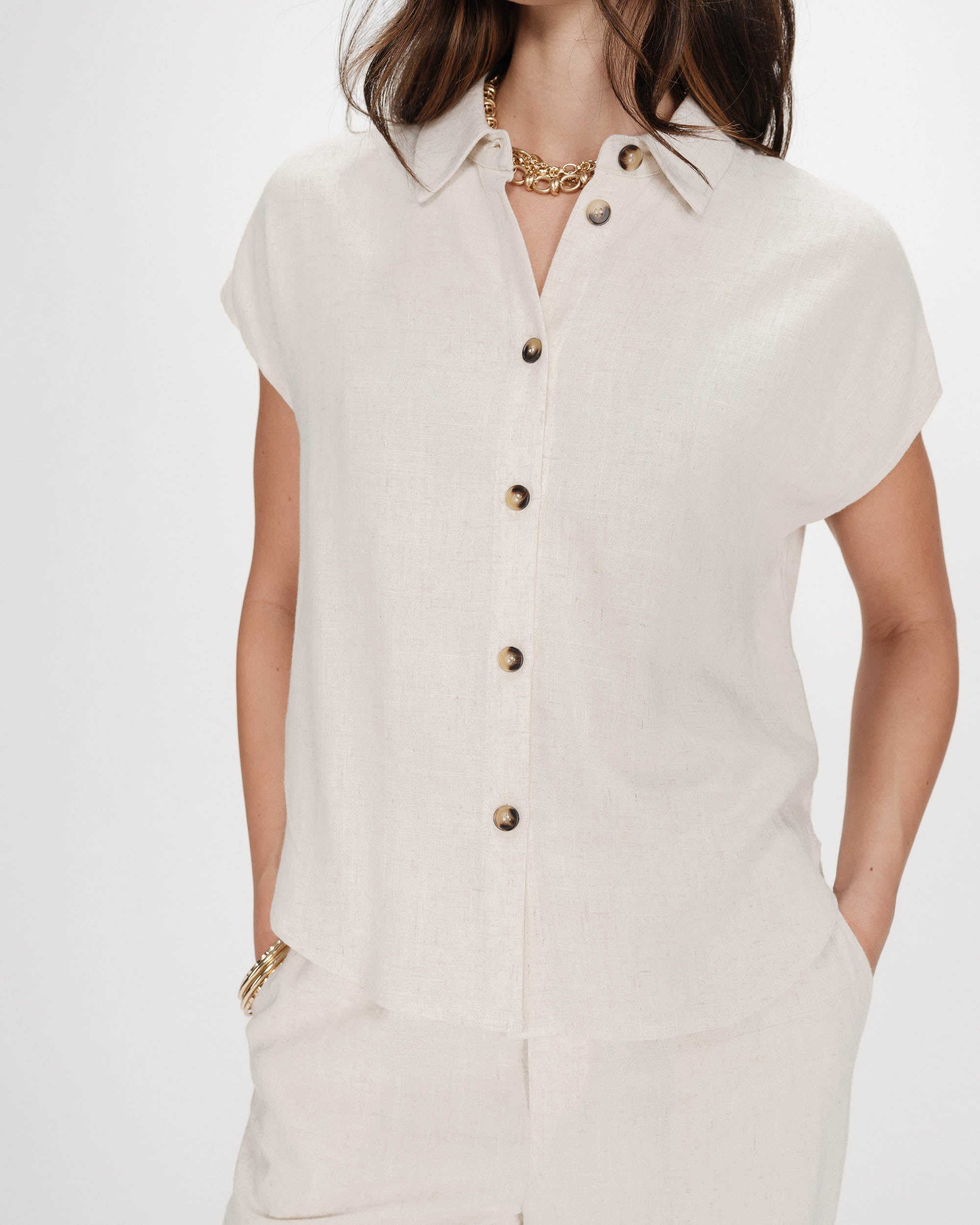 Chemise en lin sable Perez