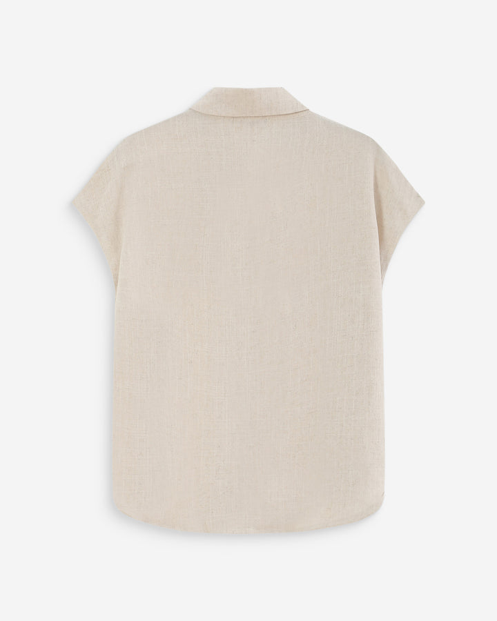 Chemise en lin fluide manches courtes sable Perez