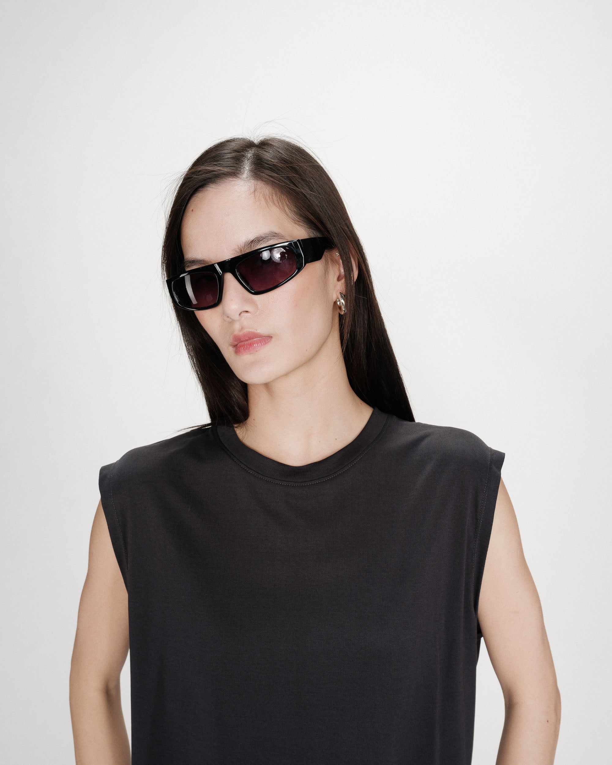 Camiseta amplia sin mangas de modal carbone Rimbaud