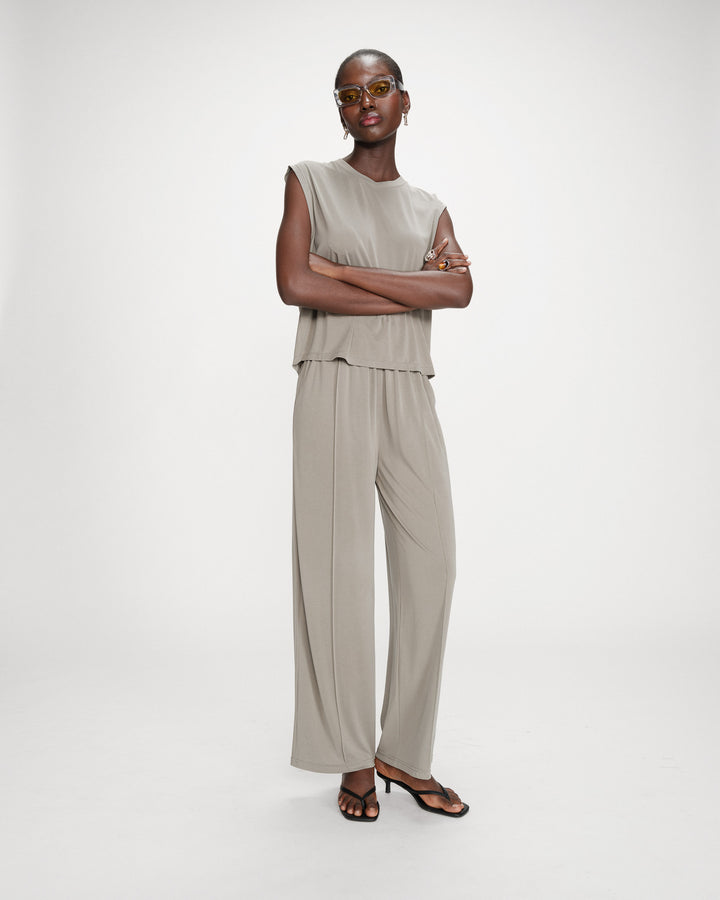 T-shirt large sans manches en modal kaki Rimbaud