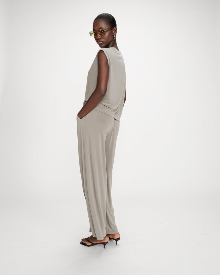 T-shirt large sans manches en modal kaki Rimbaud