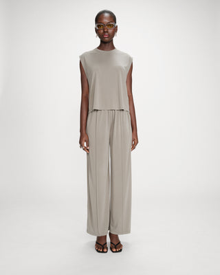 T-shirt large sans manches en modal kaki Rimbaud