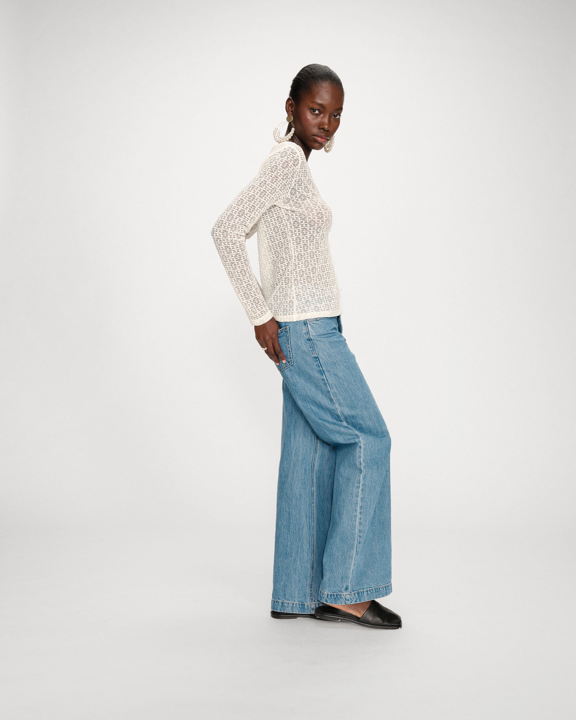 Top en dentelle ecru Venezia