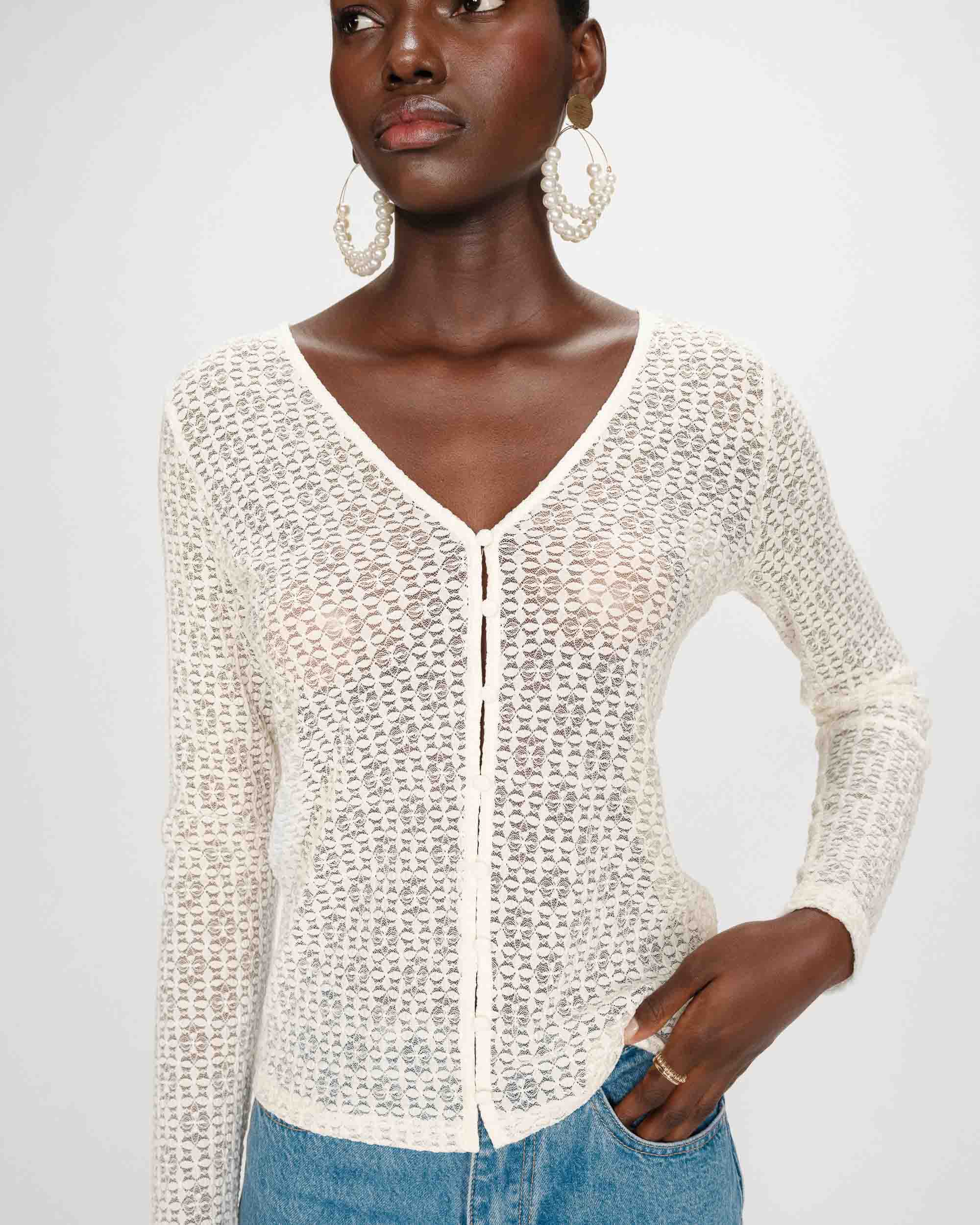 Top en dentelle ecru Venezia