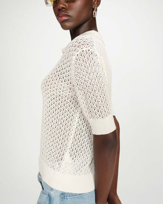 Cardigan en maille ajourée ecru Vadim