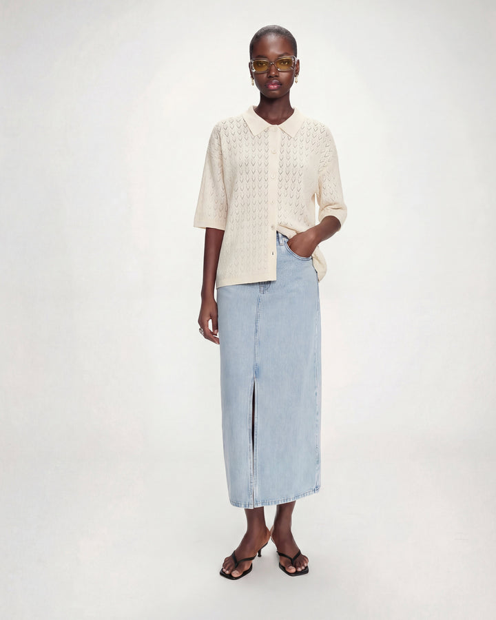 Cárdigan de punto calado ecru Vadim